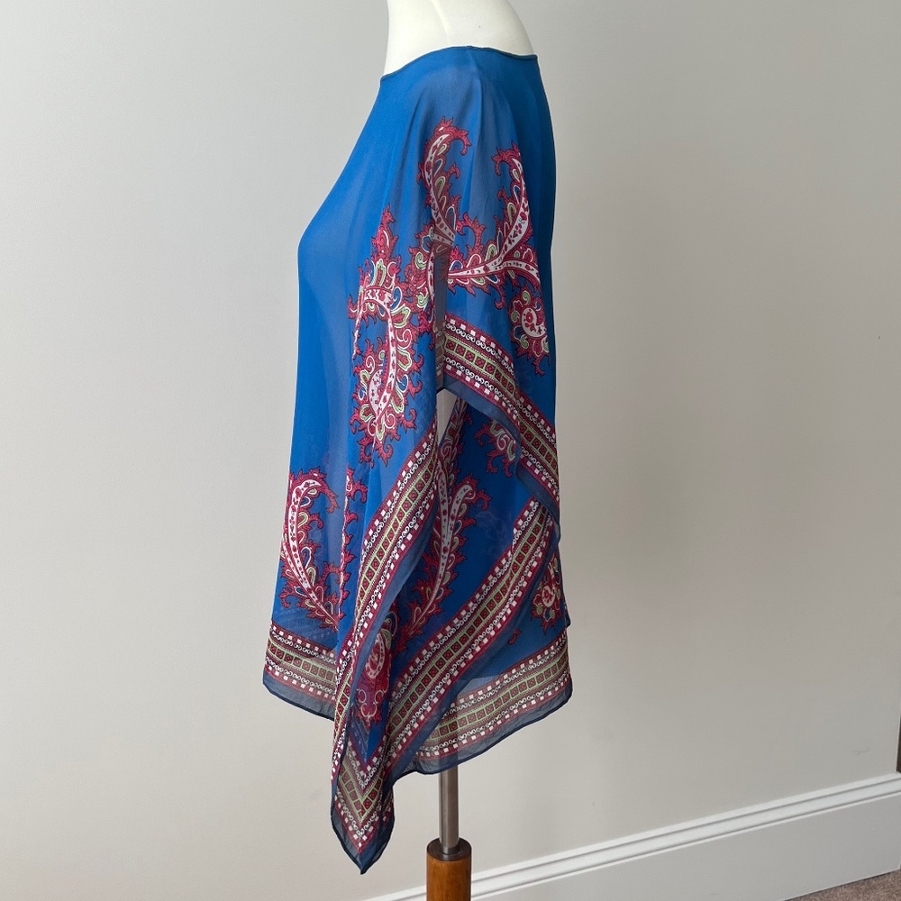 Talbots Small/Medium Blue Patterned 100% Silk Tun… - image 5